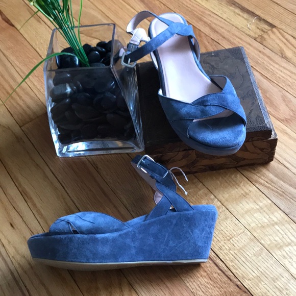 ✈️SW Suede Leather vibrant Wedges Platforms Coastal Designer Luxury vintage y2k - Picture 2 of 9